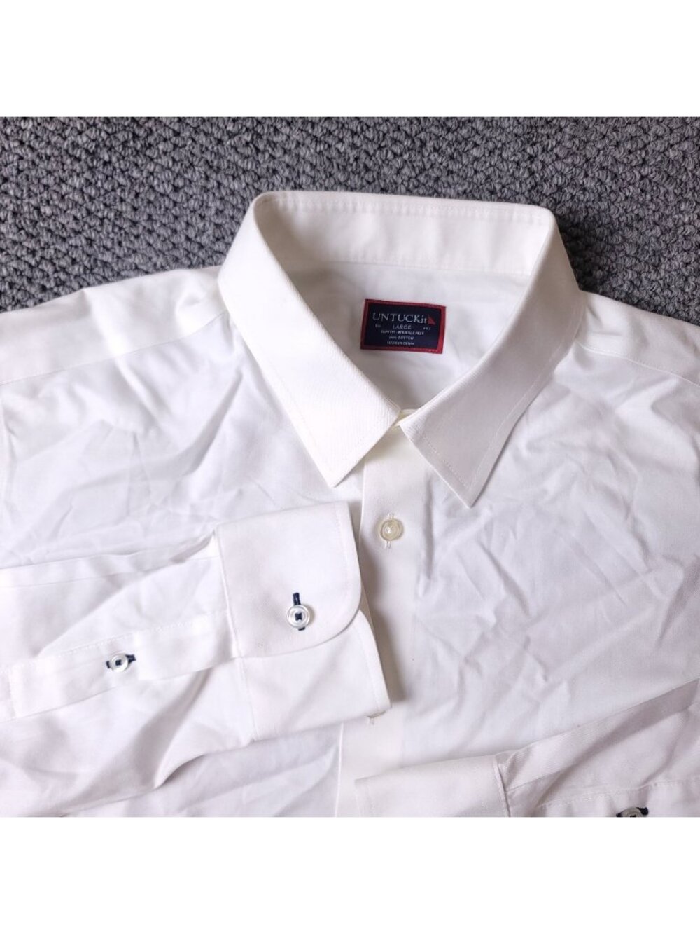 UNTUCKit Shirt Mens L Large Slim White Button Long Sleeve Cotton